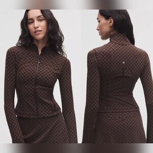 NWT Lululemon Define Cropped Jacket Jacquard Square Heart Java Sequoia Size 6
